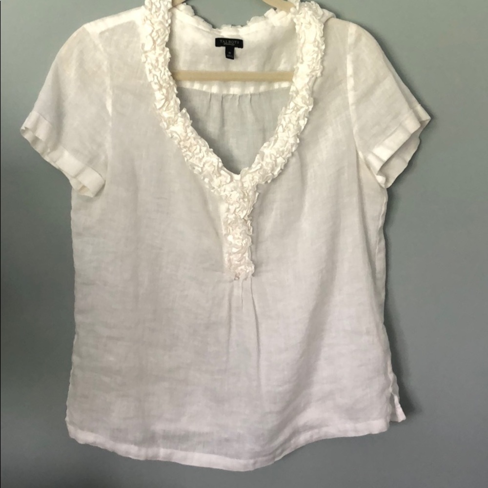 Talbots White Linen Blouse